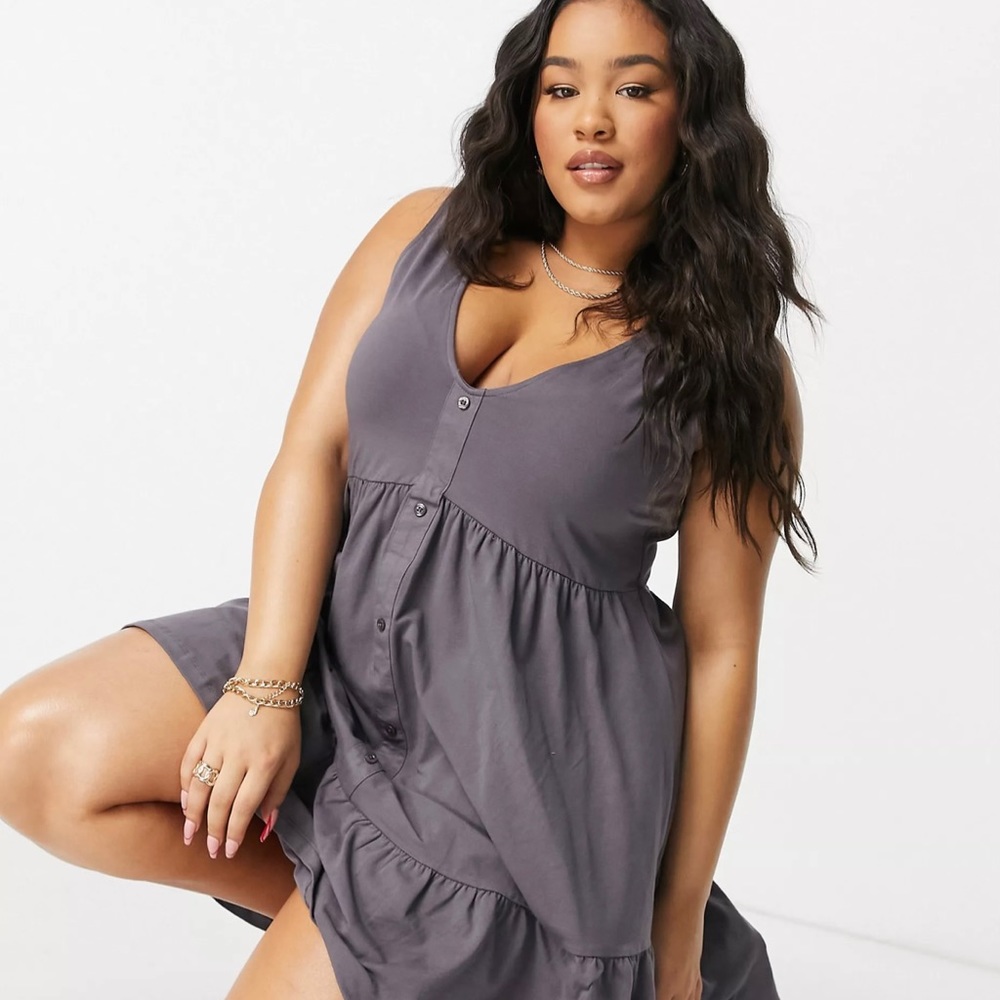 ASOS DESIGN Curve Button Through Smock Dress